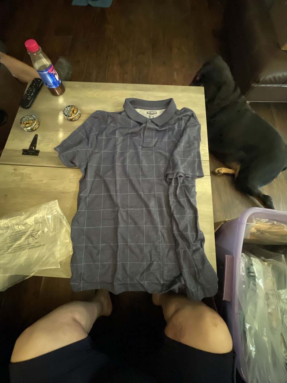 #201 Van Heusen Men's Flex Short Sleeve Windowpane Grid Polo Shirt Gray Size XL